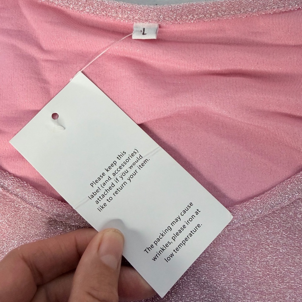 Sparkly Glitter Pink Spring Maternity Dress Baby Shower Expecting A Girl NWT L - Picture 4 of 5